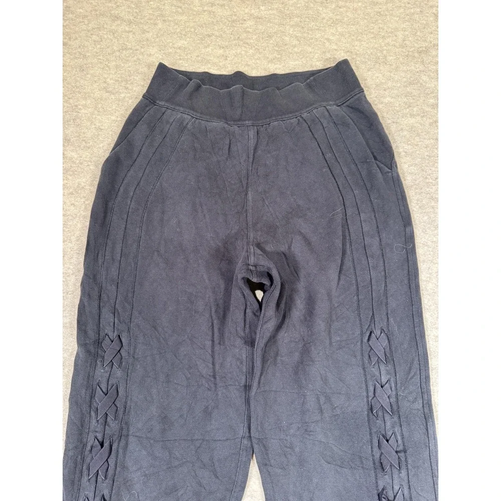 Lululemon Pants Womens 6 Black French Terry Jogger Lace Up Sides Ankle Pockets
